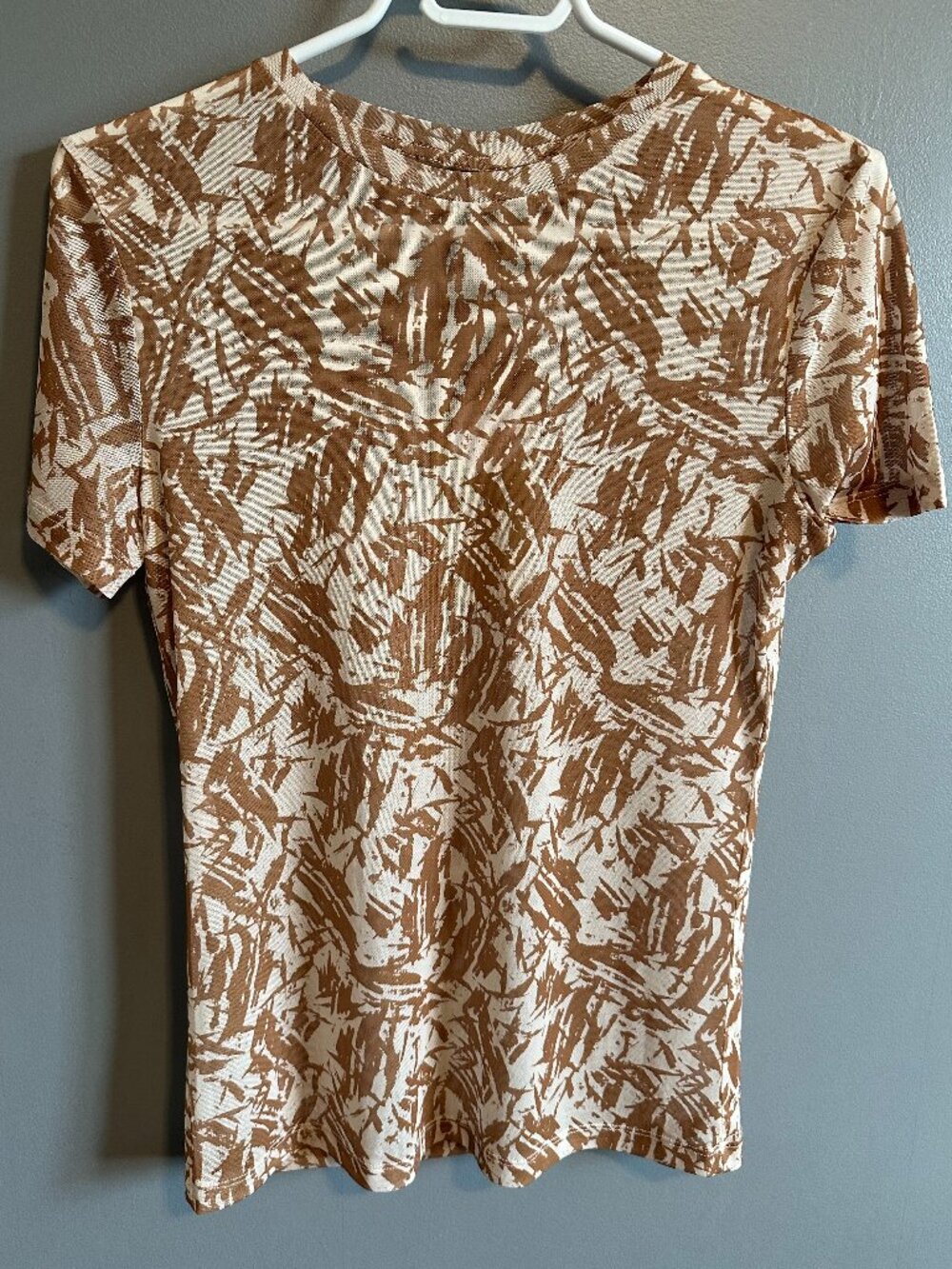 NWT Soyaconcept Sheer Mesh Abstract Brushstroke Print Top Women's Size Medium